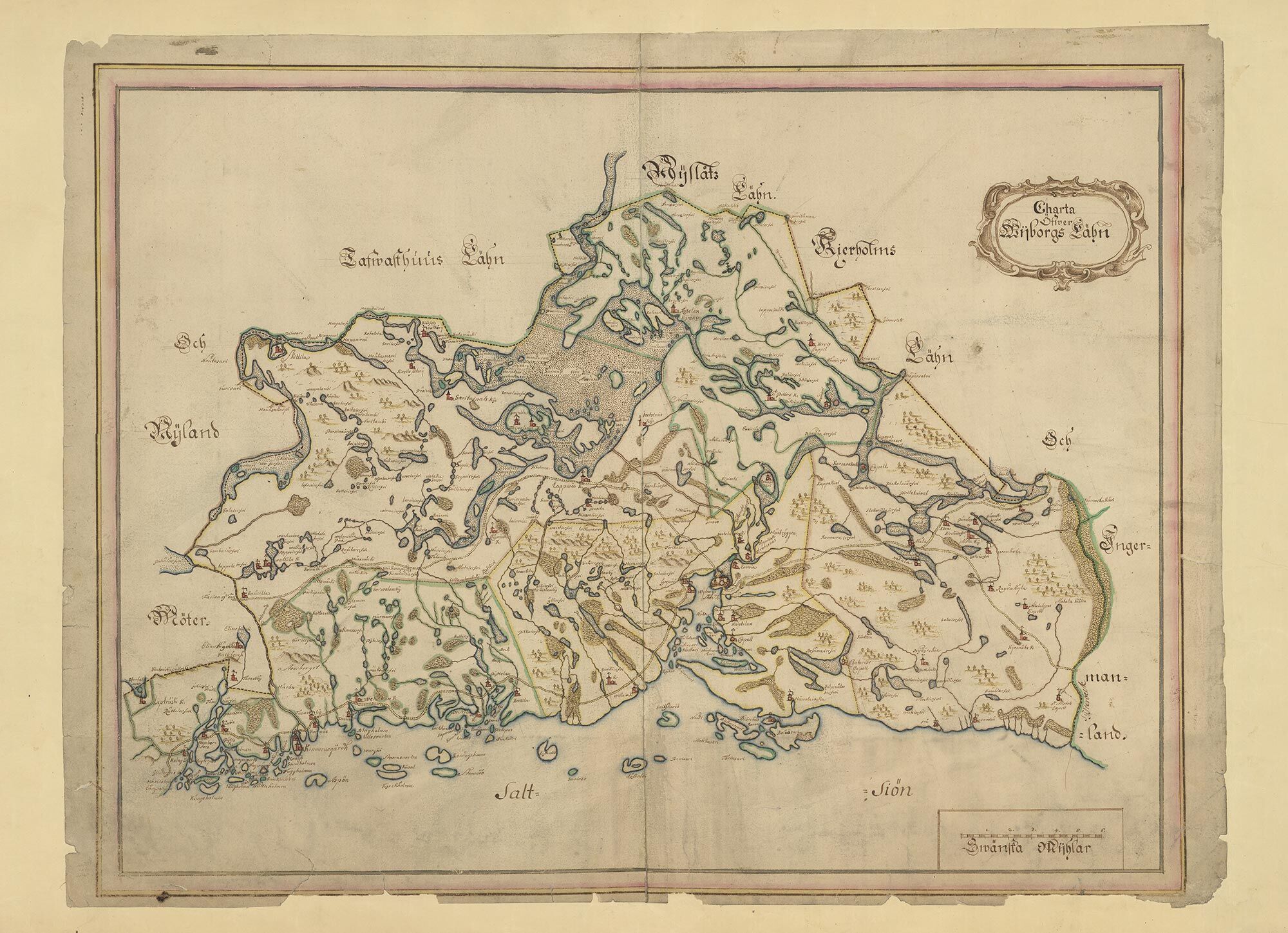 Generalkarta Viborgs län i Finland sent 1600-ta Generalkarta Viborgs län i Finland sent 1600-ta
