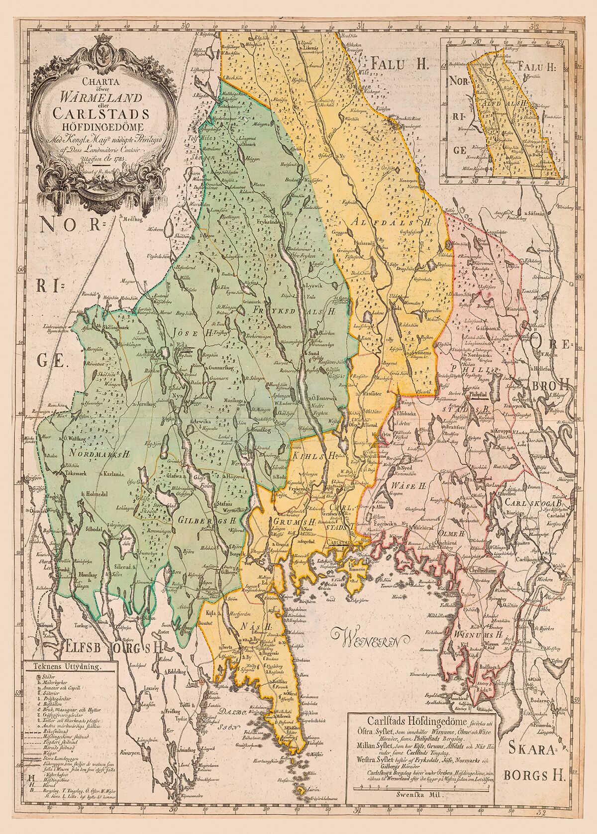 Historisk karta över Värmland 1783