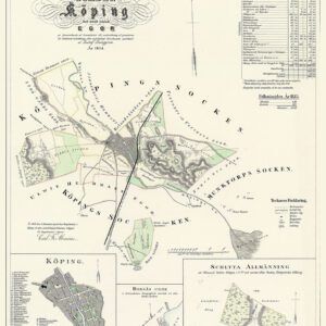 Historisk karta över Köping 1854