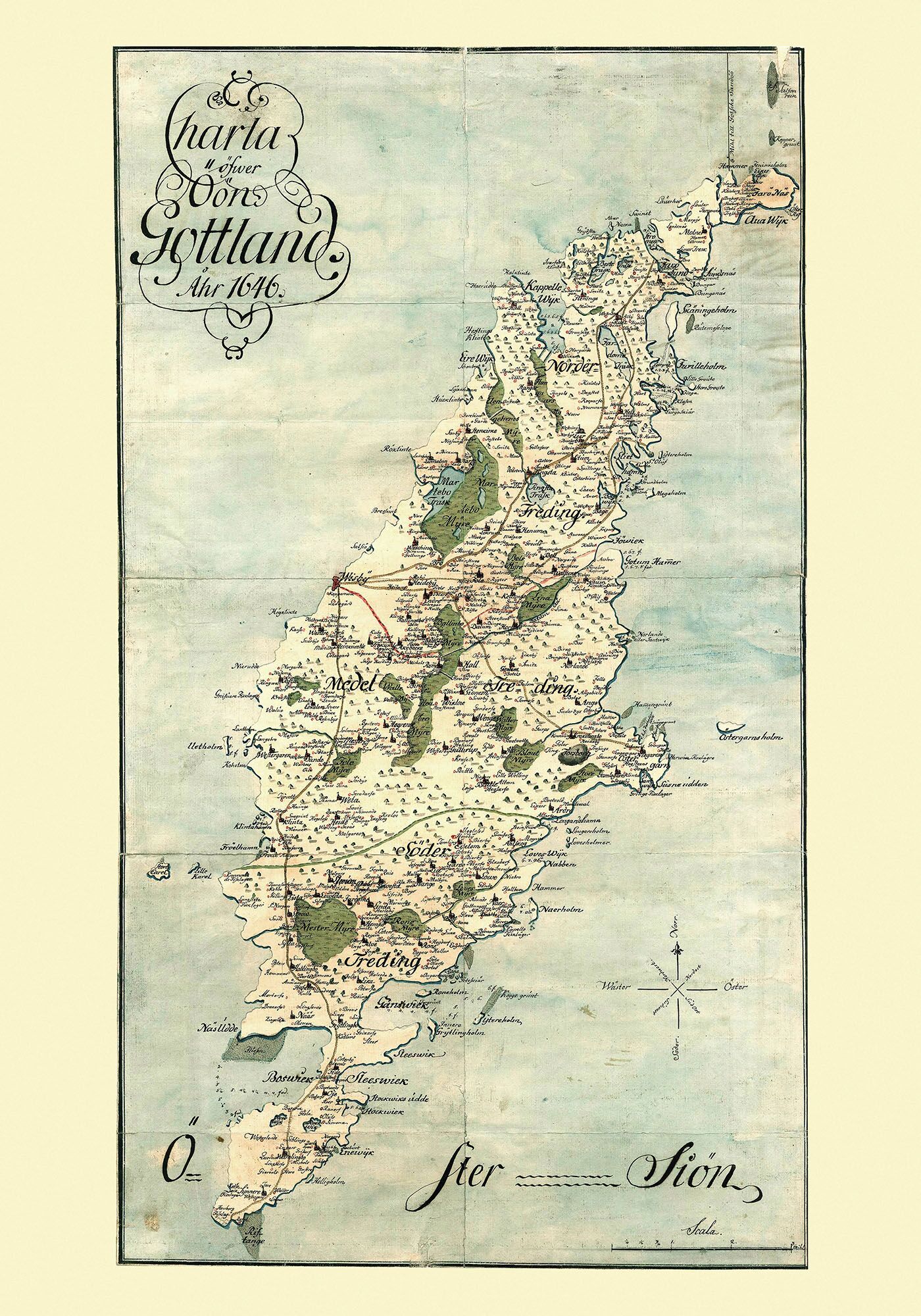 Historisk karta över Gotland 1646